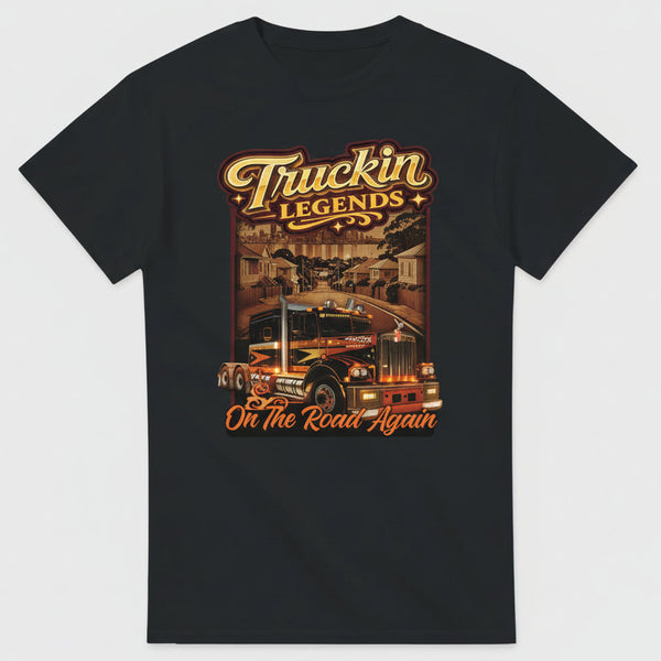Truckin Legends - Heavyweight Unisex Crewneck T-shirt | Gildan® 5000 Black